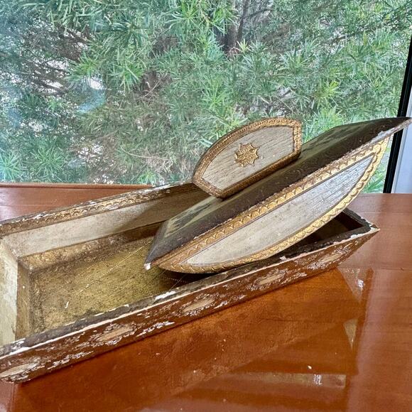 Vintage Florentine Gilt Rocking Blotter & Pen Tray – Italy - Picture 11 of 16